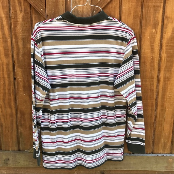 🔵Daniel Cremieux Long Sleeve Striped Polo Size Medium - Picture 2 of 4